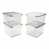 Storex Tote with Locking Handles, Legal/Letter, 13.9 in. x 18.3 in. x 10.6 in., Clear/Silver, 4PK 61530U04C